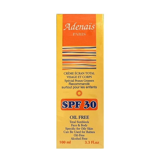 تصویر  کرم ضدآفتاب فاقد چربی بی رنگ SPF30 صورت و بدن آدنایس 100 میل